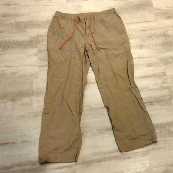 The North Face Women's 14 Nylon Roll Pants Beige Drawstring Hiking Stow Pocket - Picture 1 of 9